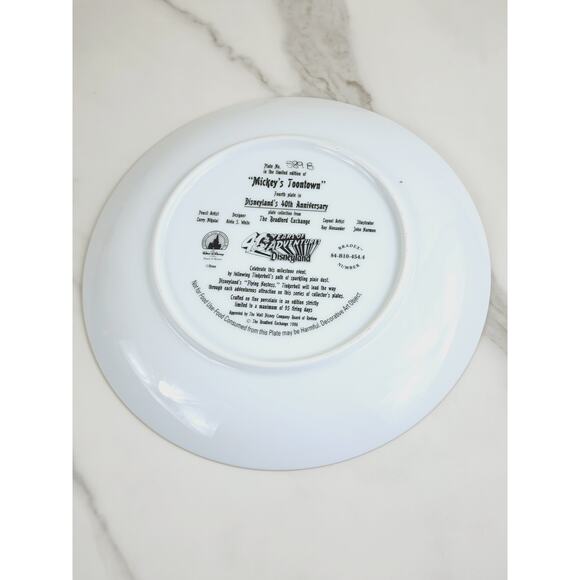 Disneyland Mickey's Toontown 8" Plate Wall Decor 40th Anniversary 1996 Porcelain - Picture 12 of 14